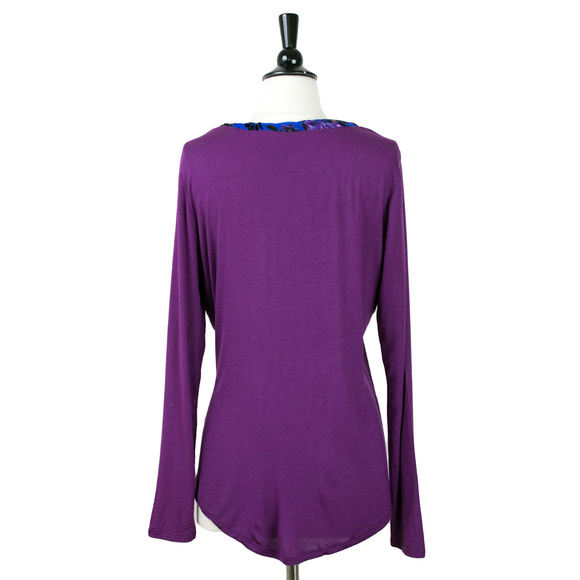 ARATTA | Purple Silk Trim Jersey Knit Top - Picture 3 of 3